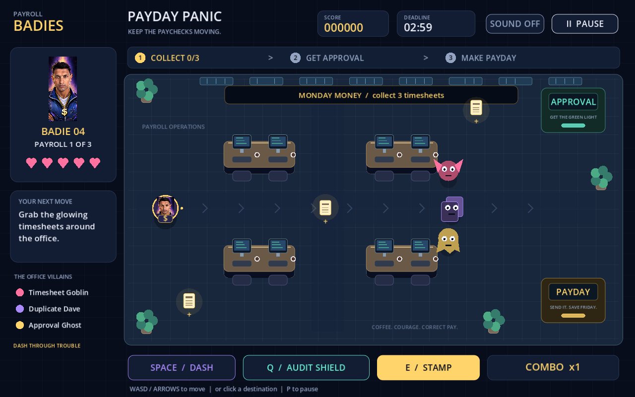 The Payday Panic office, with approval and payday stations
